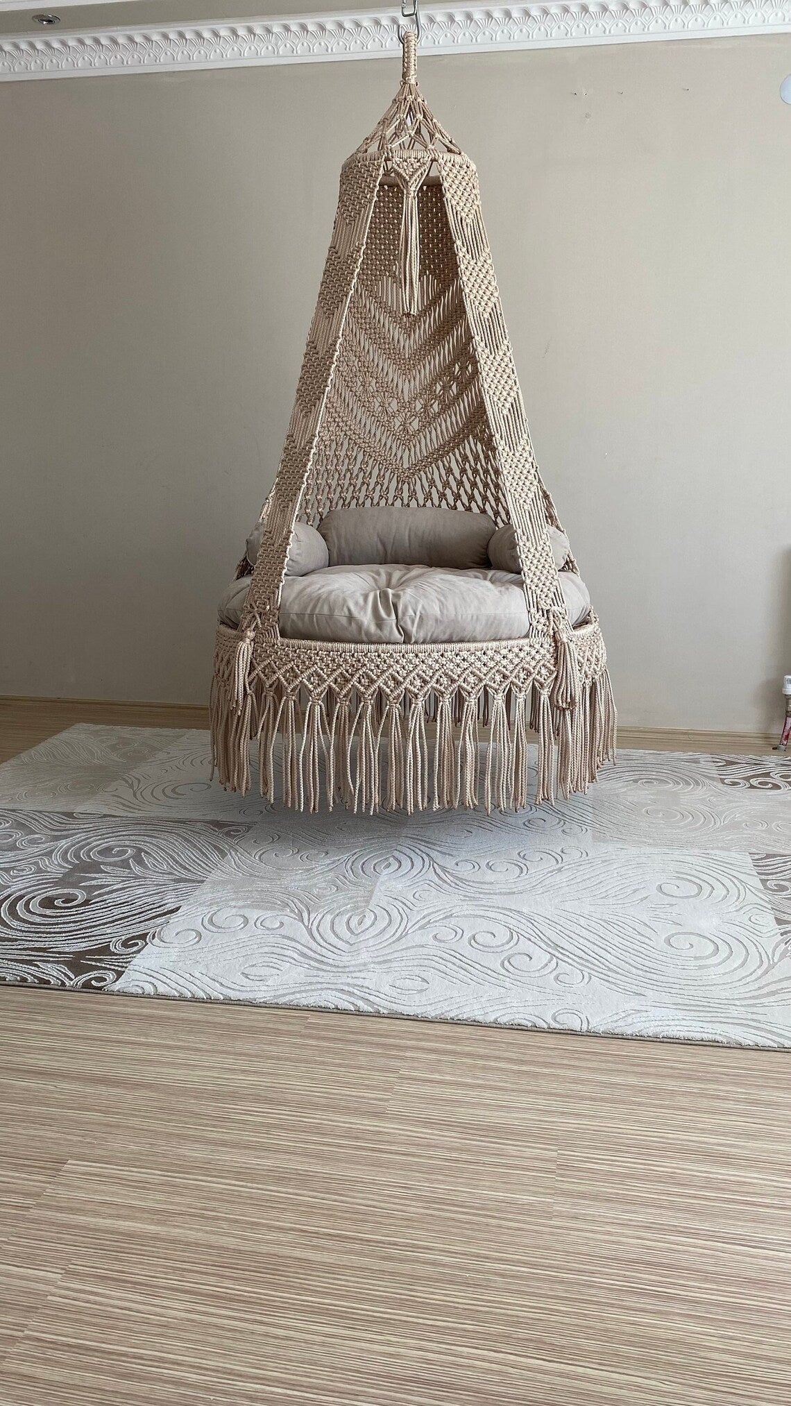 Macrame Swing With Cushions in 35 inches - Leechoo